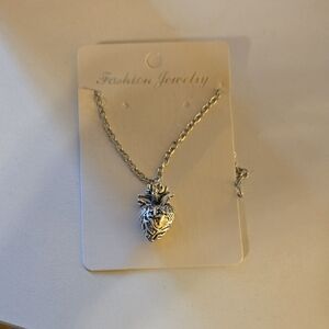 Silver Anatomical Heart Necklace